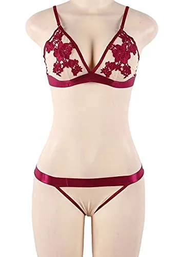 2 Piece Lace Bra and Knickers Sets Women Plus Size Lingerie Bra Set