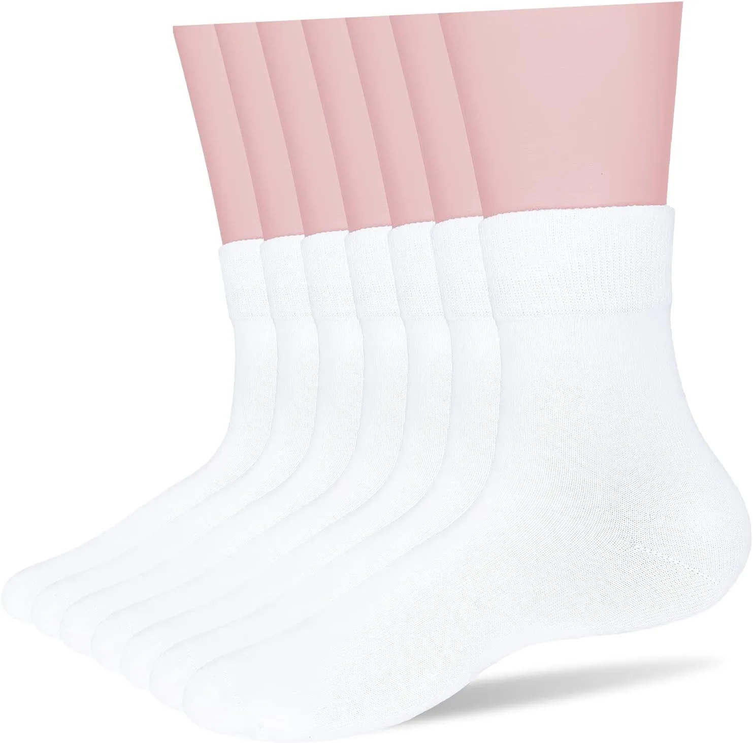 Ait fish Loose-Cuff Seamless 100% Soft Cotton Socks Women Above Ankle Crew Socks 7 Pairs