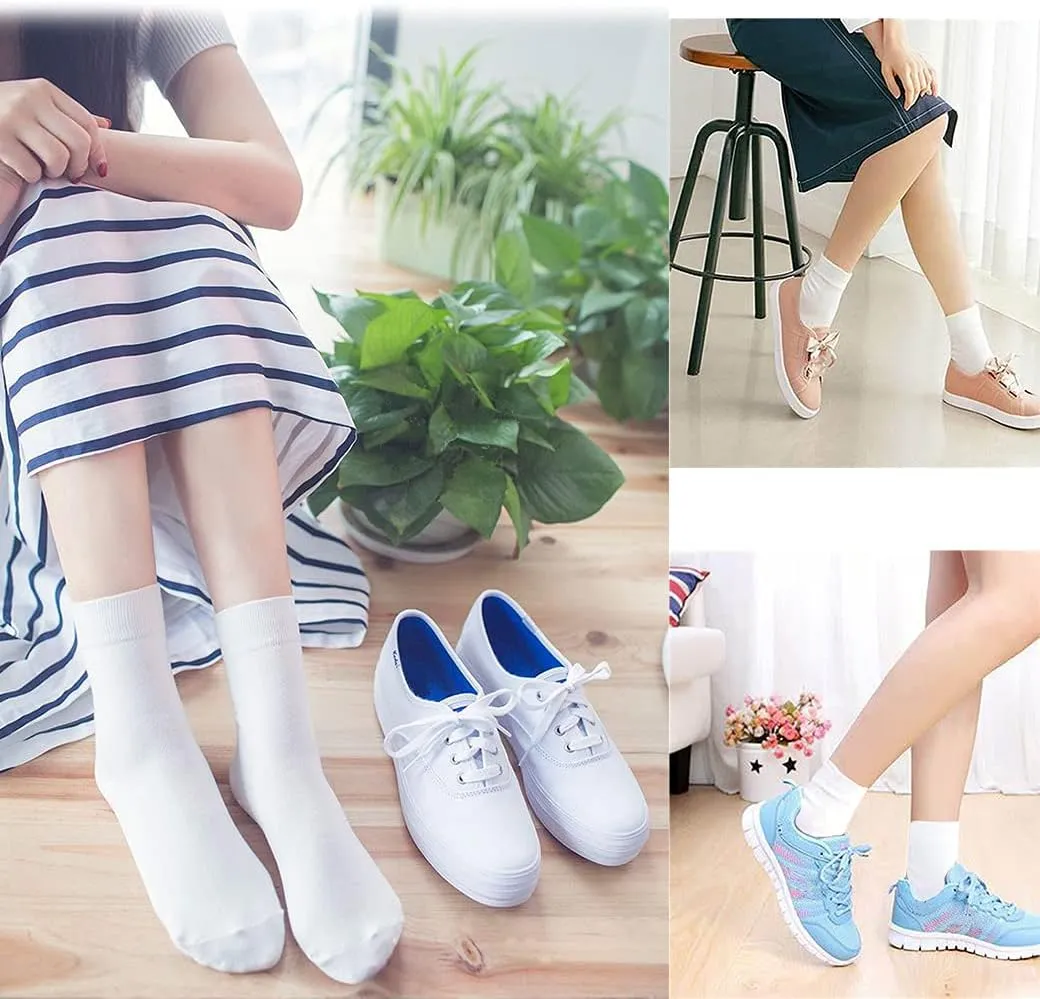 Ait fish Loose-Cuff Seamless 100% Soft Cotton Socks Women Above Ankle Crew Socks 7 Pairs