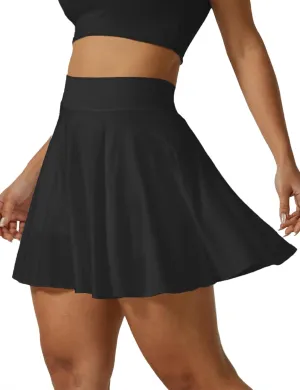 AJISAI Seamless Tennis Skirt for Women Pleated Athletic Skirts with Shorts Pockets High Waisted Golf Skort for Workout