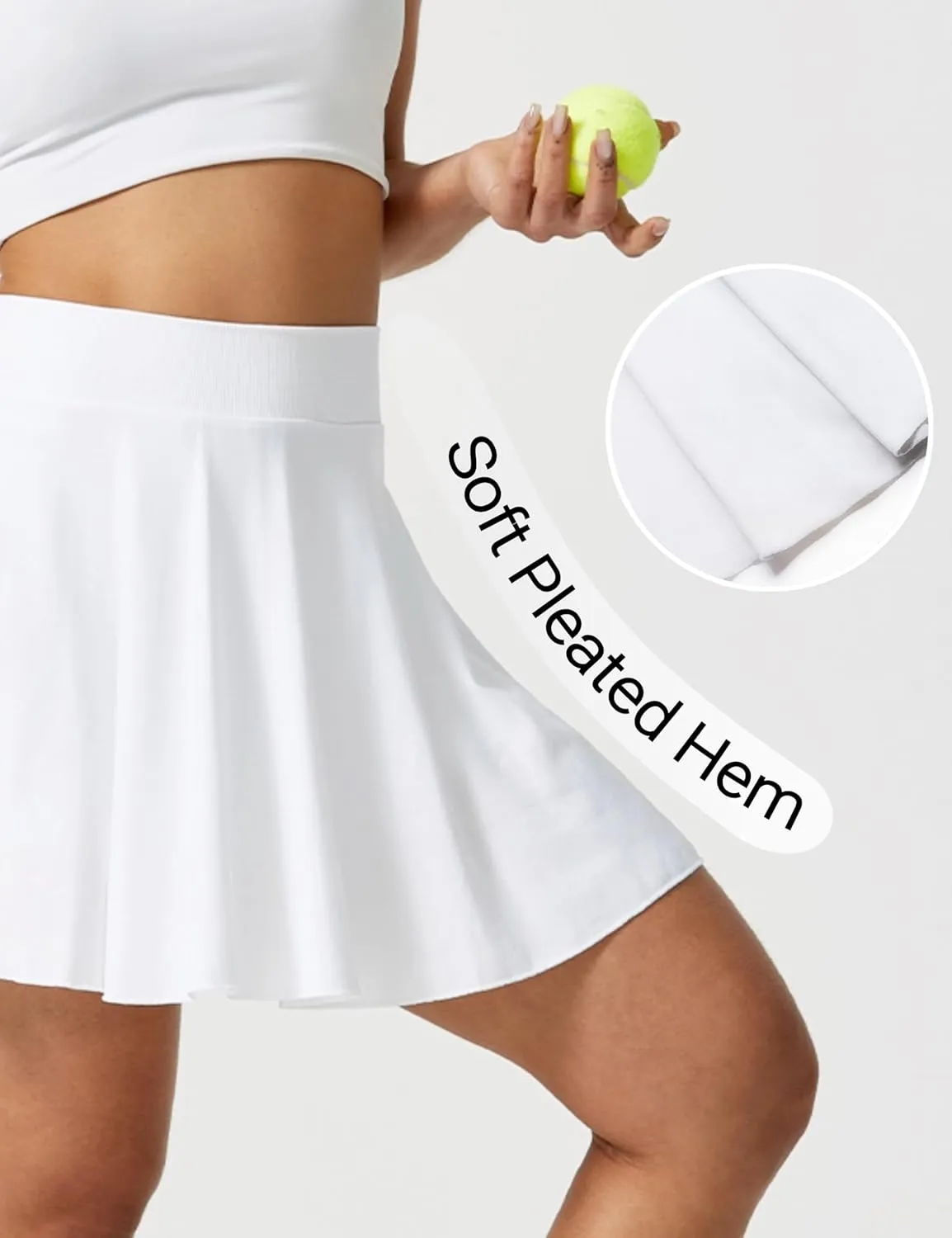 AJISAI Seamless Tennis Skirt for Women Pleated Athletic Skirts with Shorts Pockets High Waisted Golf Skort for Workout