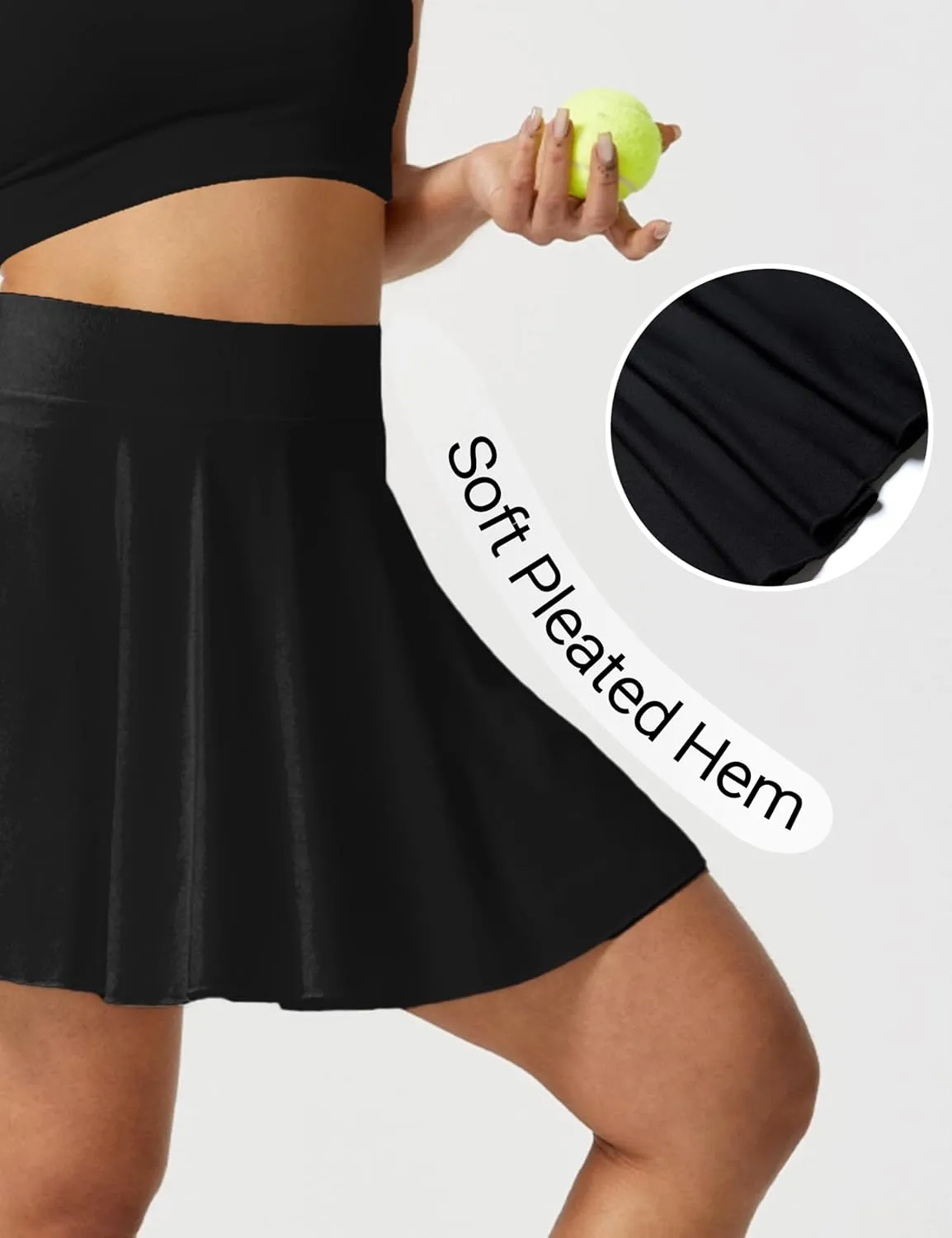 AJISAI Seamless Tennis Skirt for Women Pleated Athletic Skirts with Shorts Pockets High Waisted Golf Skort for Workout