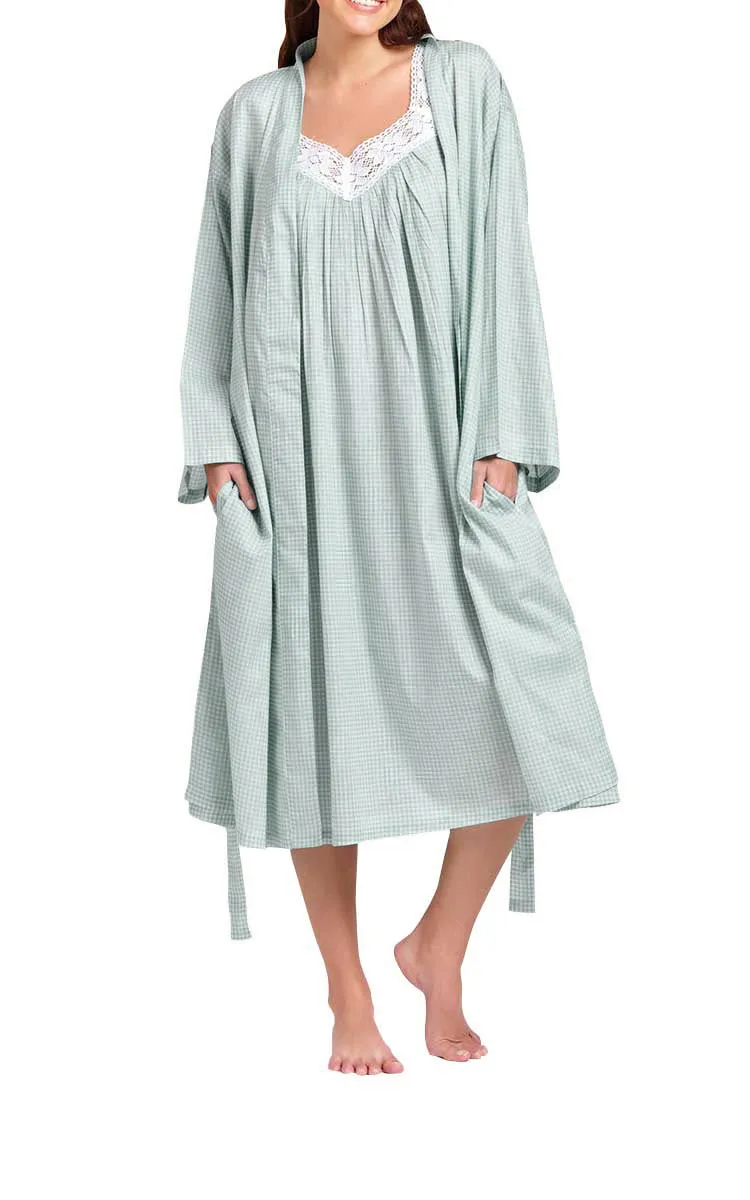 Arabella Sonia 100% Cotton Robe in Mint Gingham MD-75CB