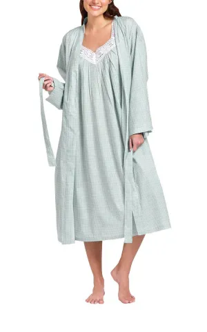 Arabella Sonia 100% Cotton Robe in Mint Gingham MD-75CB