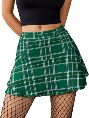 Avidlove Mini Skirt for Women Sexy Solid Ruffle Trim Lingerie Skirt Short High Waist Two Layer Hem Skirt