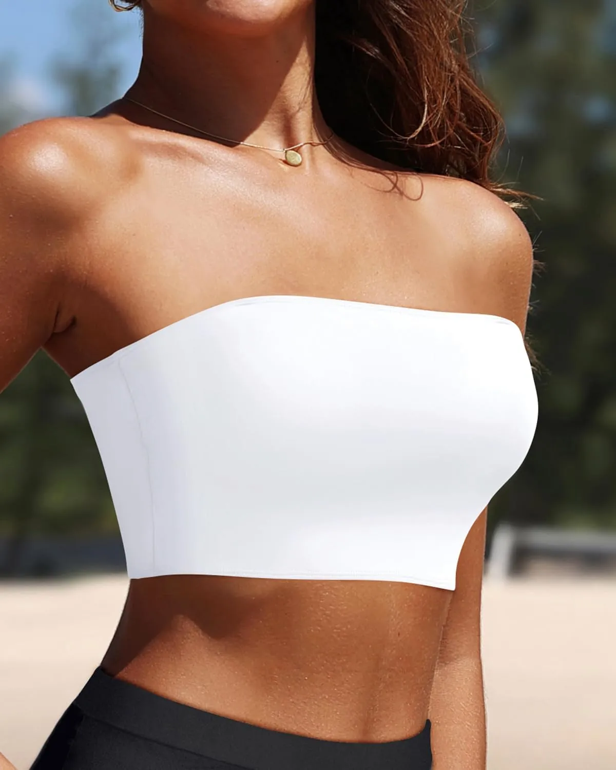 Bandeau Bikini Tops for Women - Strapless Swim Top Bathing Suit Tube Swimsuit Tops