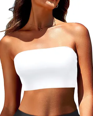 Bandeau Bikini Tops for Women - Strapless Swim Top Bathing Suit Tube Swimsuit Tops