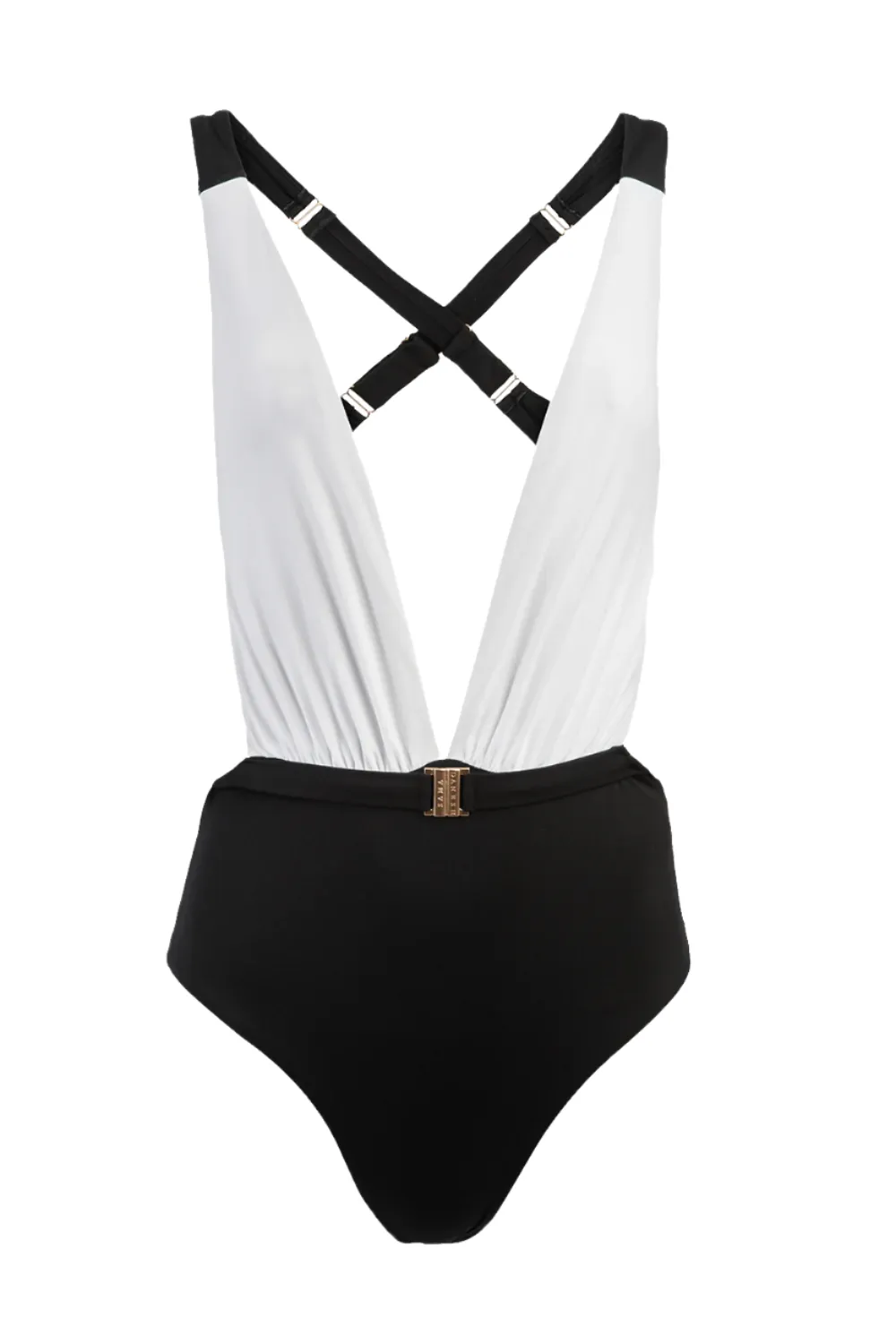 Black and White Cut-Out Monokini Swimsuit