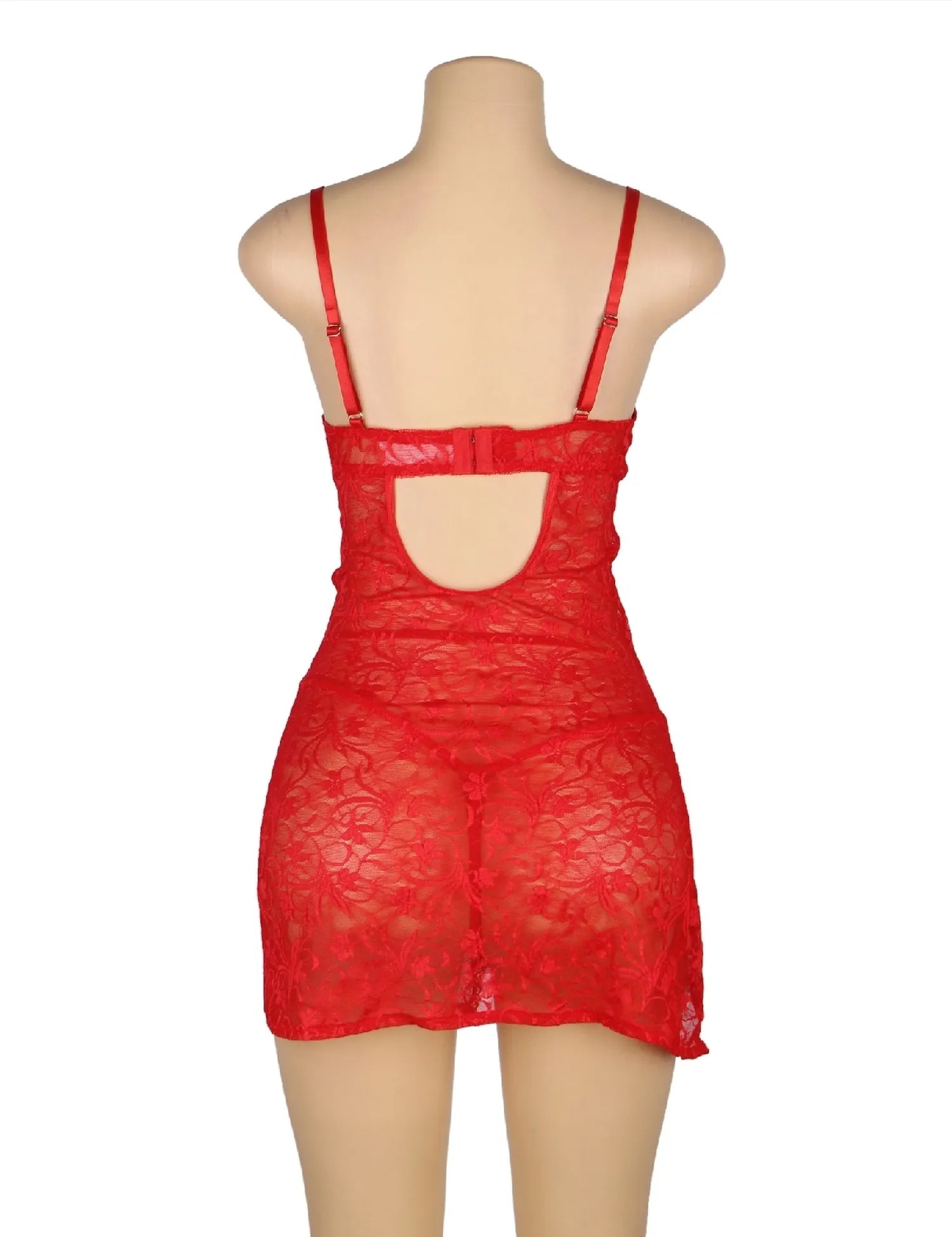 Black Lace With Underwire Adjustable Straps Babydoll