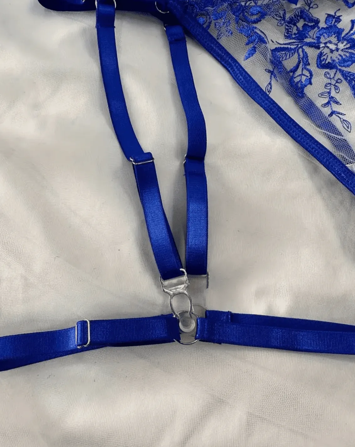 Blue Lace Lingerie Set Garter