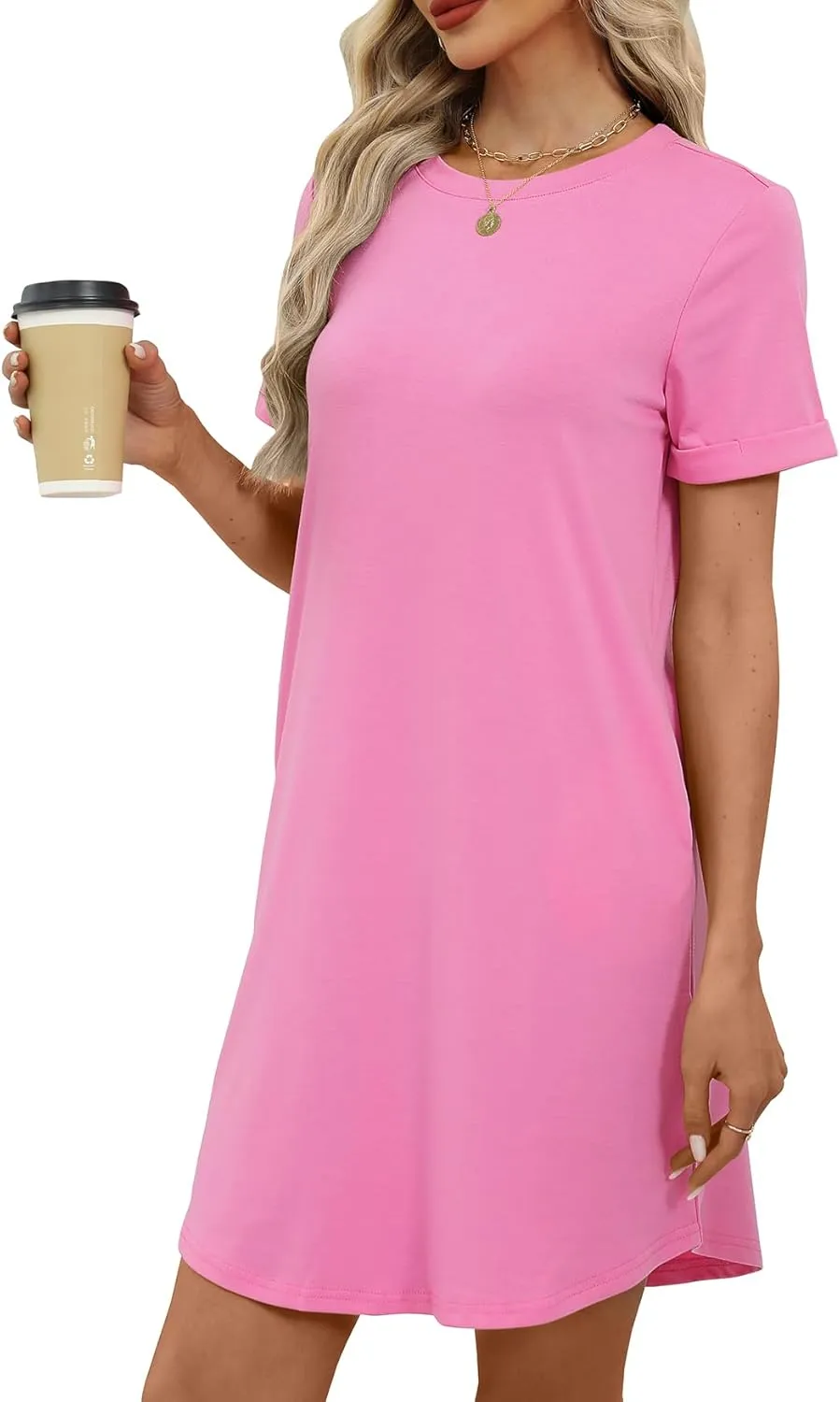 Bluetime Womens T Shirt Dresses Casual 2025 Summer Short Sleeve Loose Vacation Dress with Pockets
