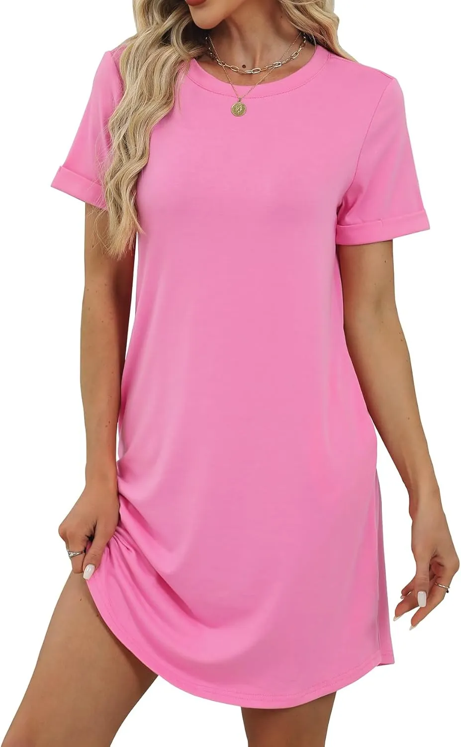 Bluetime Womens T Shirt Dresses Casual 2025 Summer Short Sleeve Loose Vacation Dress with Pockets