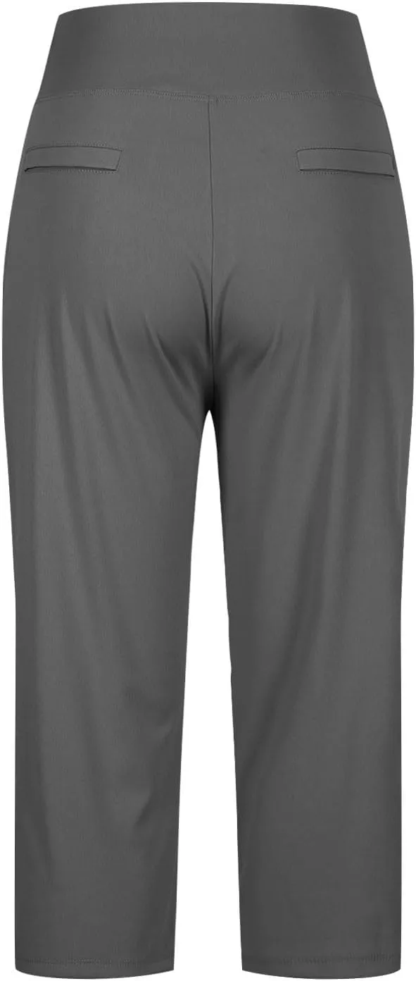 Capri Pants for Women High Waist Elastic Workout Yoga Pant Tummy Control Leggings Lightweight Pockets Cropped Trousers
