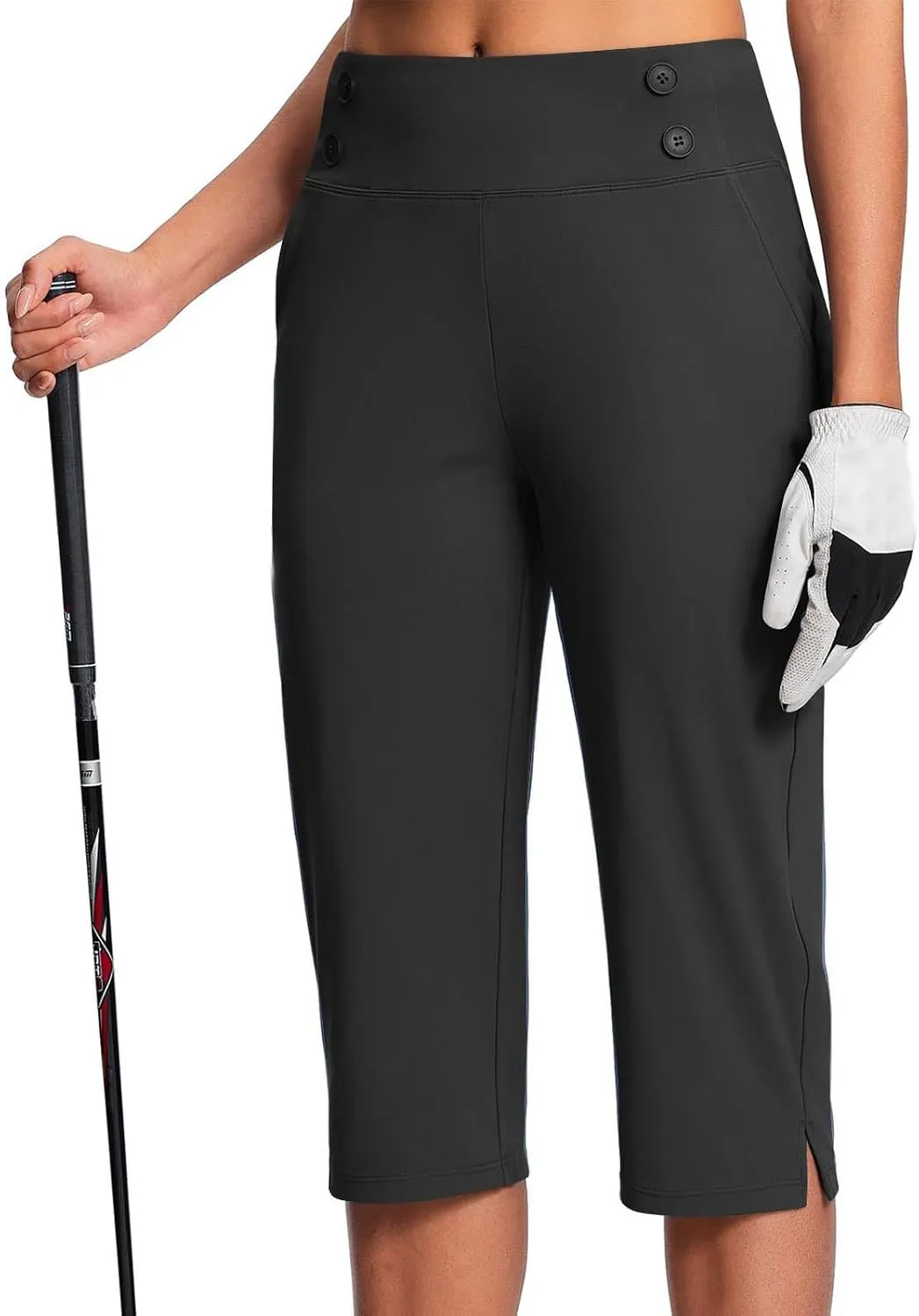 Capri Pants for Women High Waist Elastic Workout Yoga Pant Tummy Control Leggings Lightweight Pockets Cropped Trousers