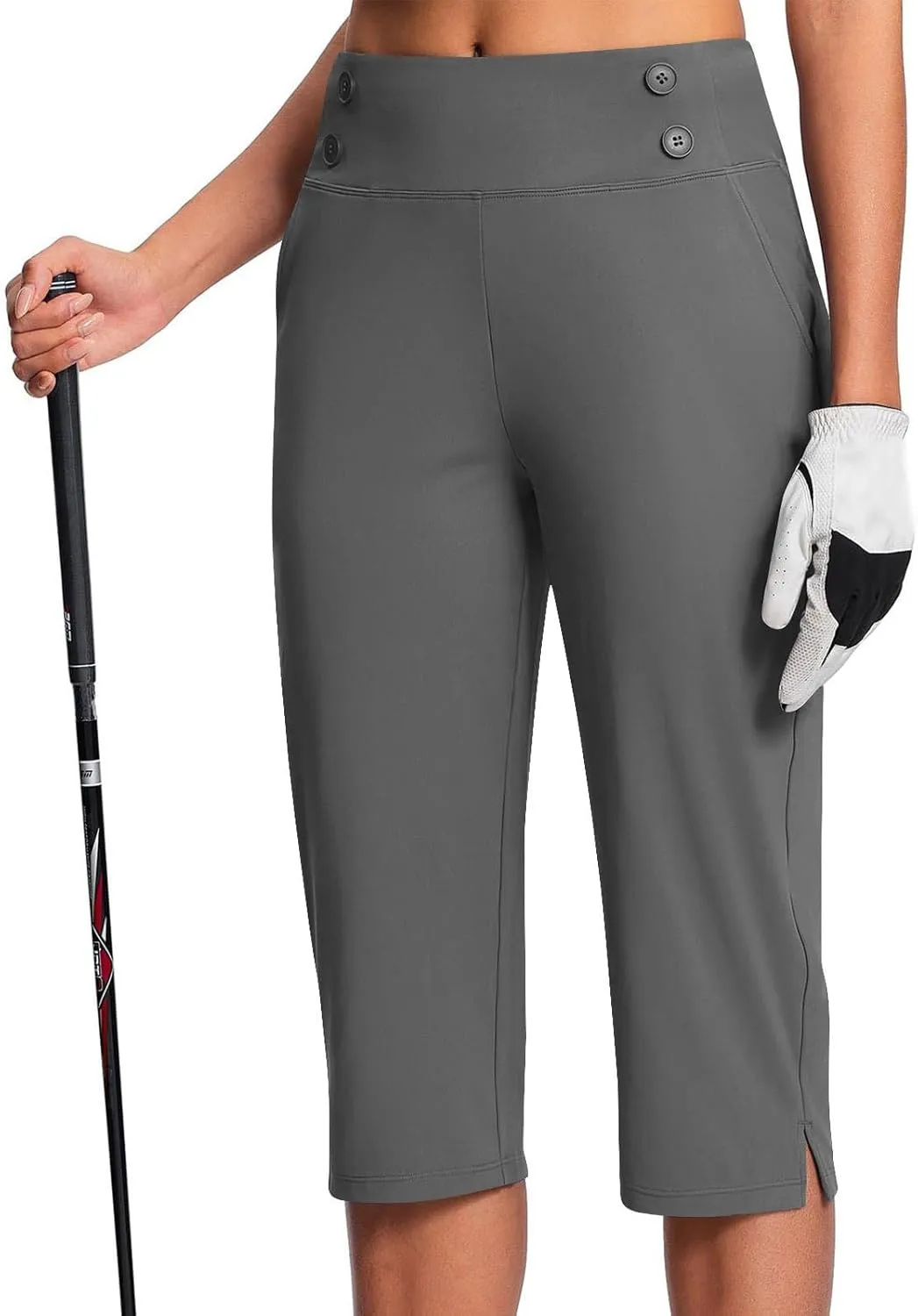 Capri Pants for Women High Waist Elastic Workout Yoga Pant Tummy Control Leggings Lightweight Pockets Cropped Trousers