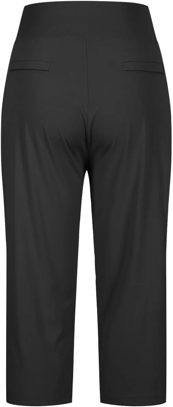 Capri Pants for Women High Waist Elastic Workout Yoga Pant Tummy Control Leggings Lightweight Pockets Cropped Trousers