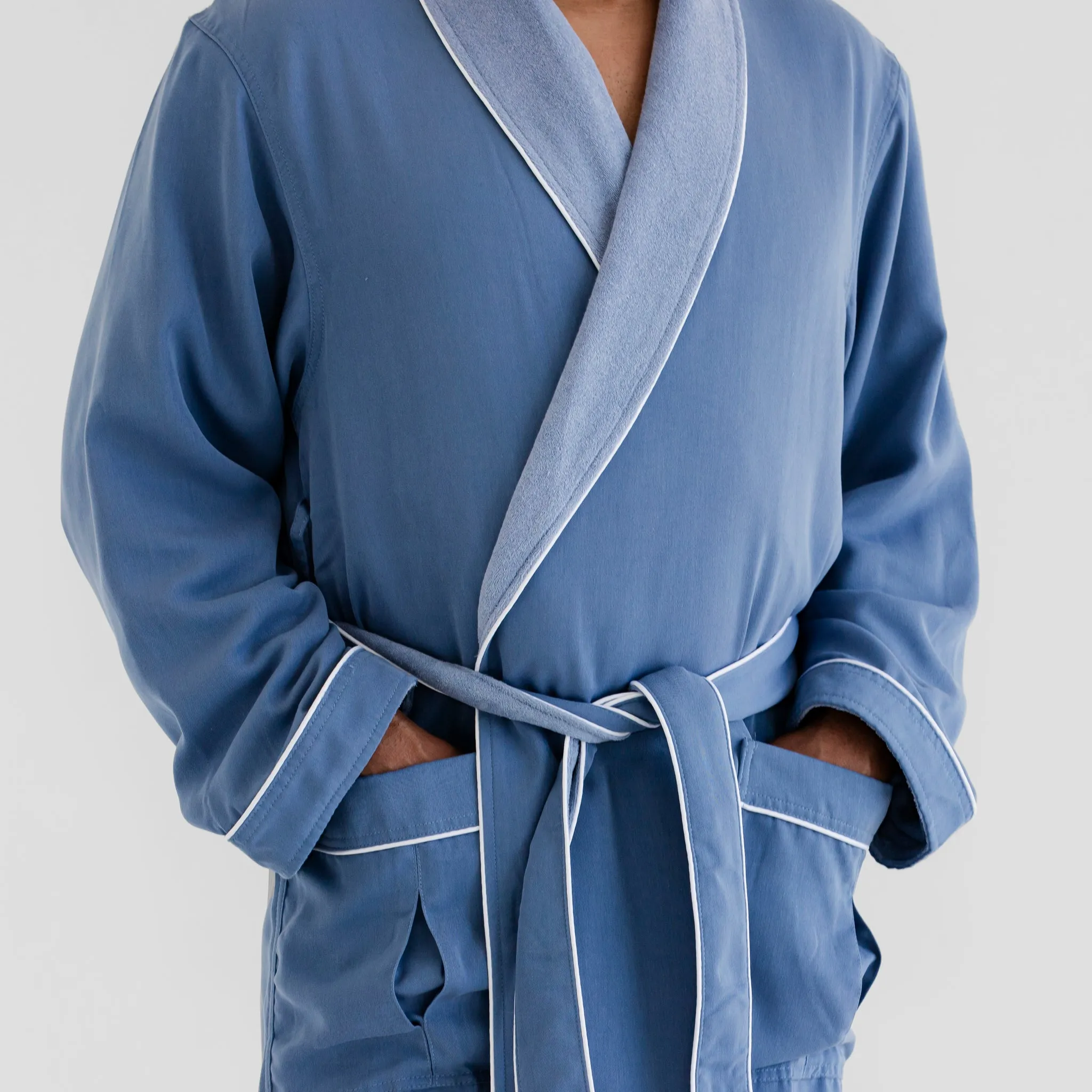 Classic Terry Cloth Spa Robe - Pacific Blue