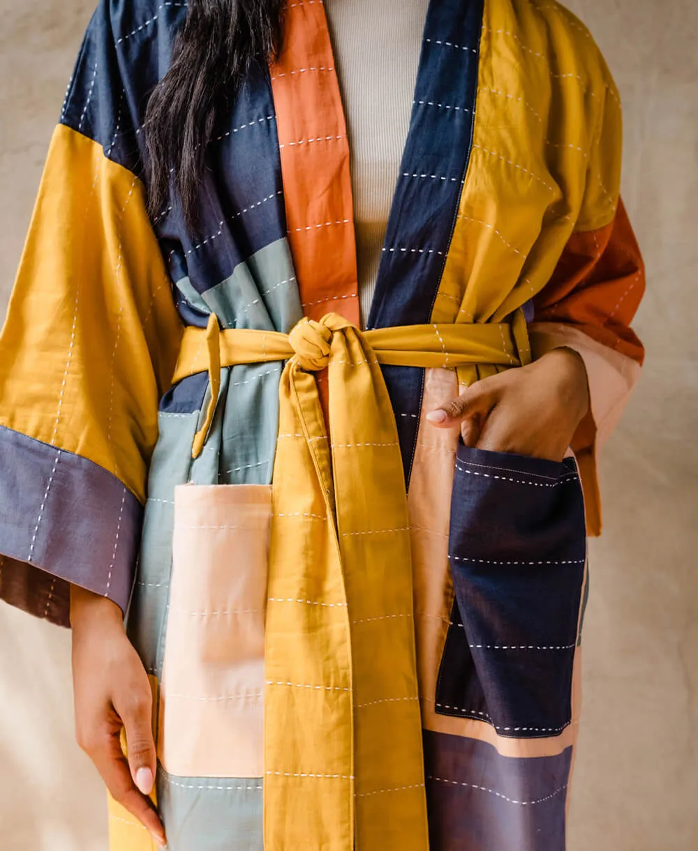 Colorblock Cotton Robe