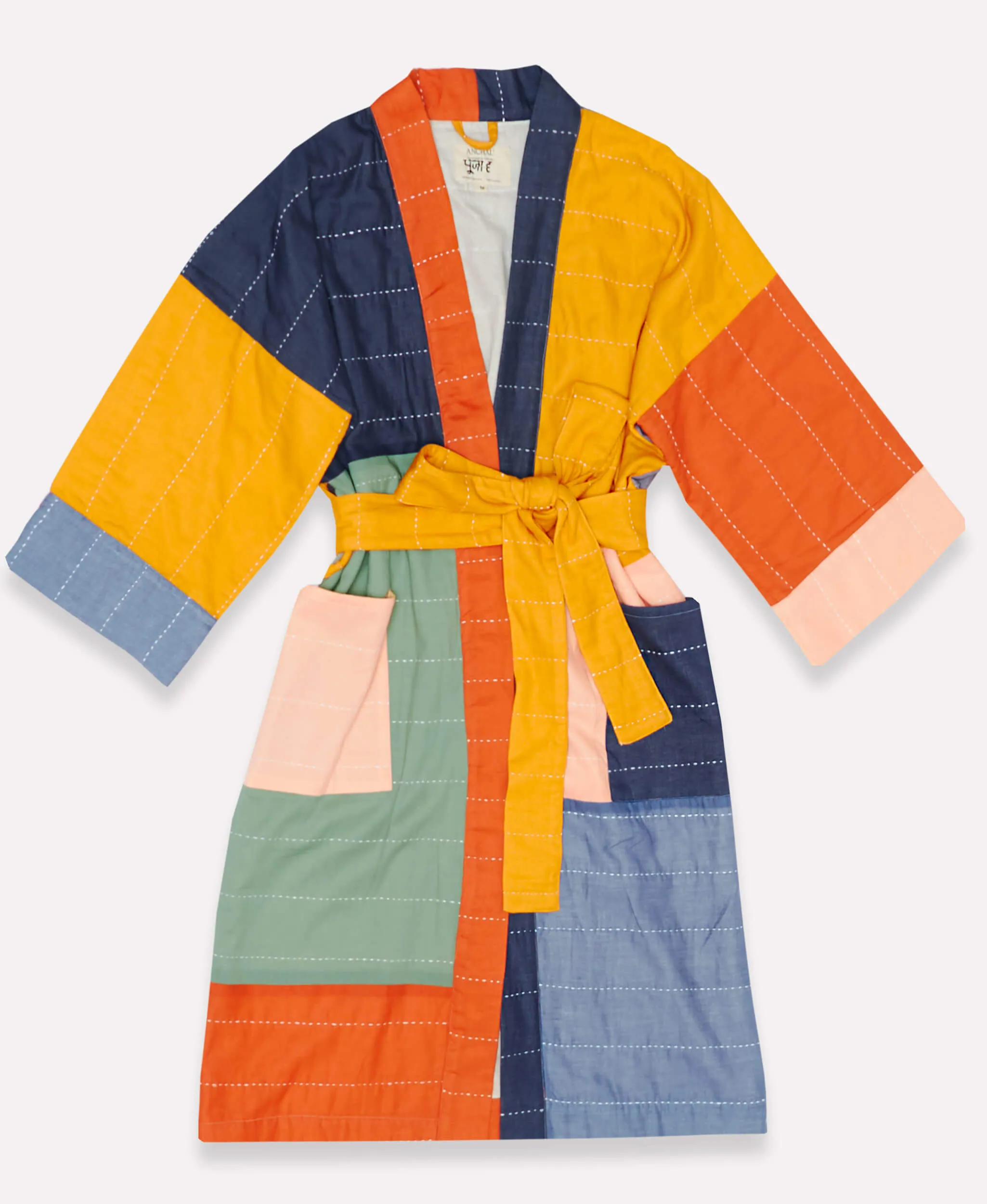 Colorblock Cotton Robe