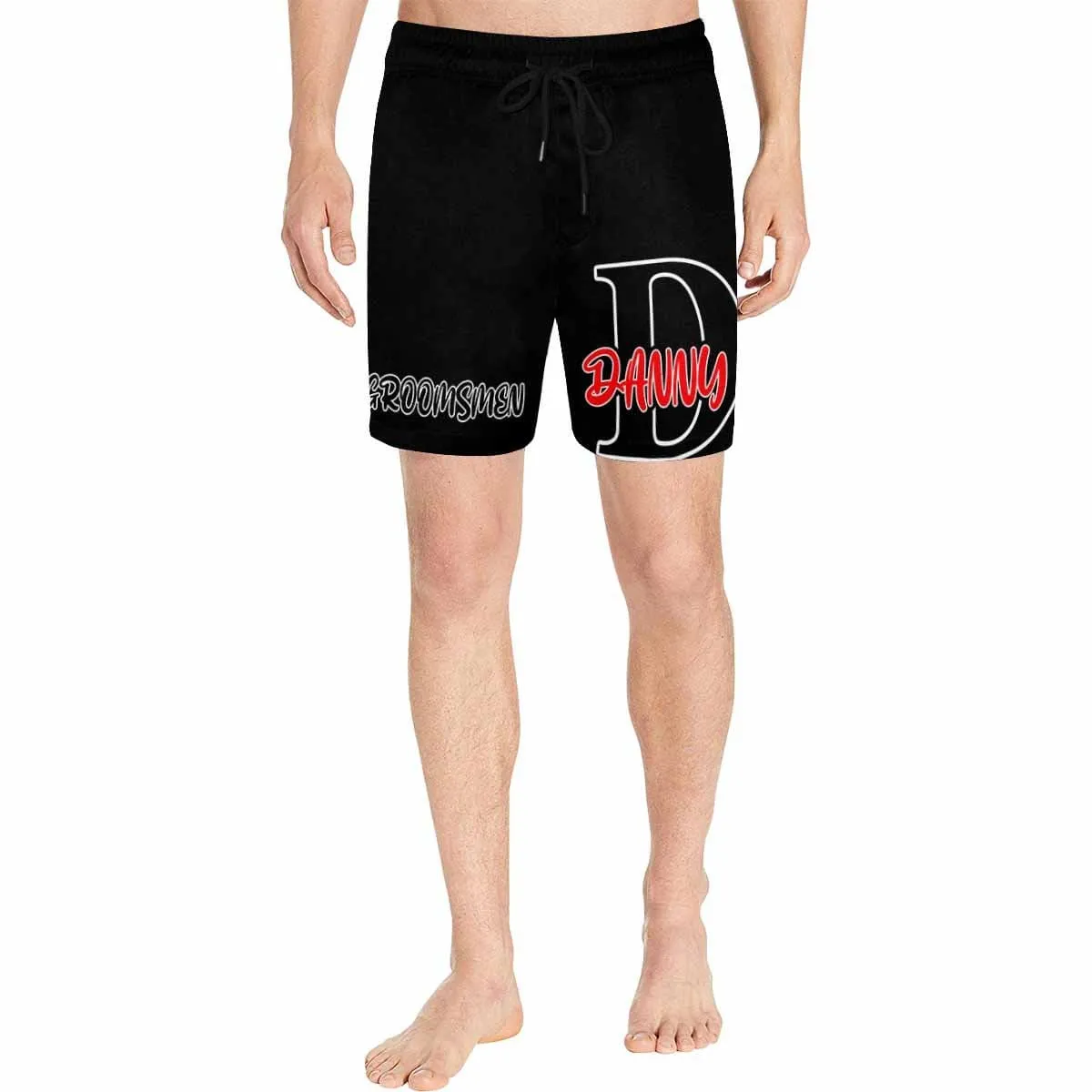 Customized Name Swim Trunks Personalized Black Groomsmen Men's Quick Dry Swim Shorts