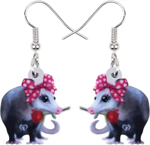 DUOWEI Acrylic Funny Possum Earrings Opossum Dangle Jewelry for Women Accessories Gifts Charms