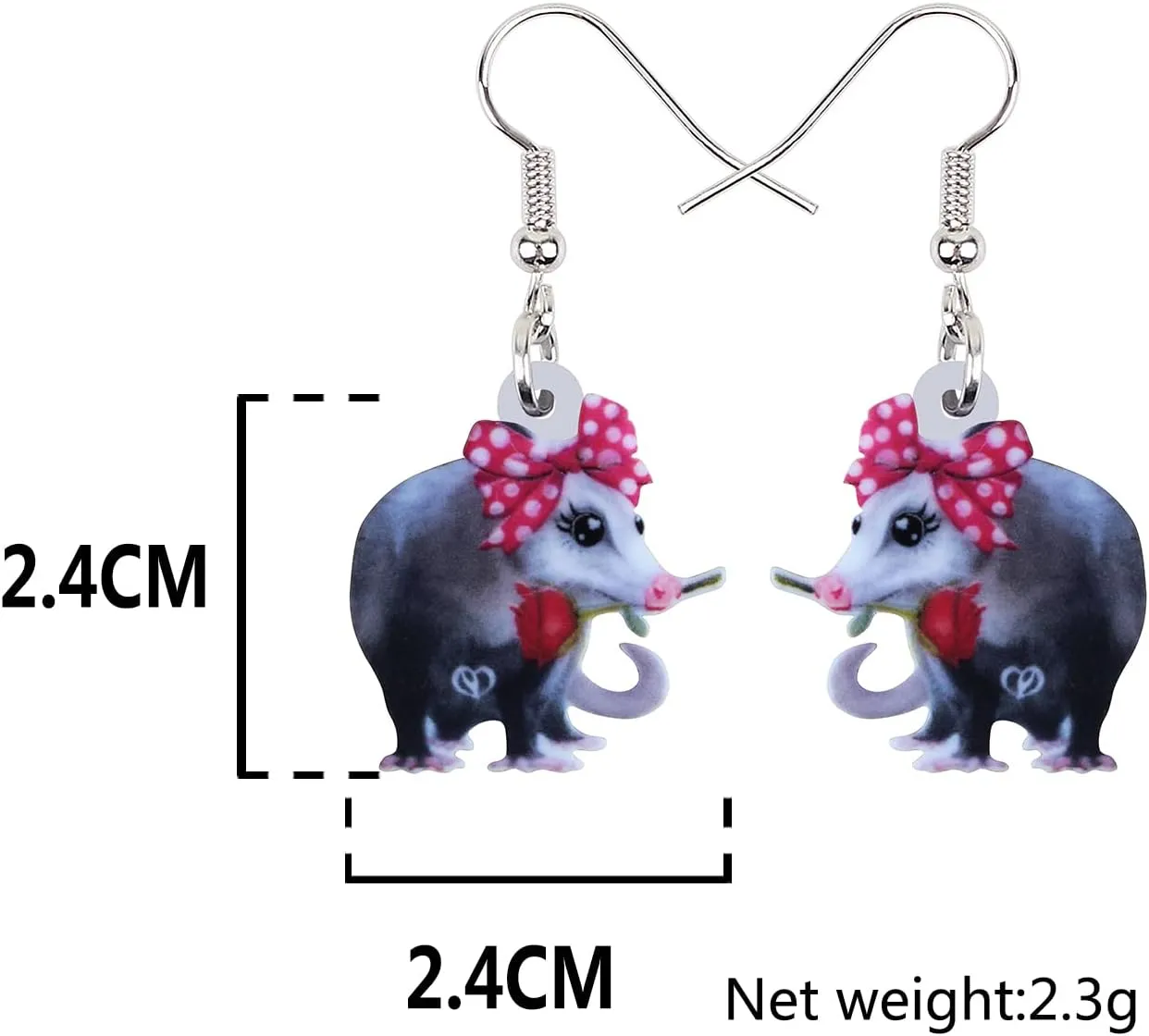 DUOWEI Acrylic Funny Possum Earrings Opossum Dangle Jewelry for Women Accessories Gifts Charms