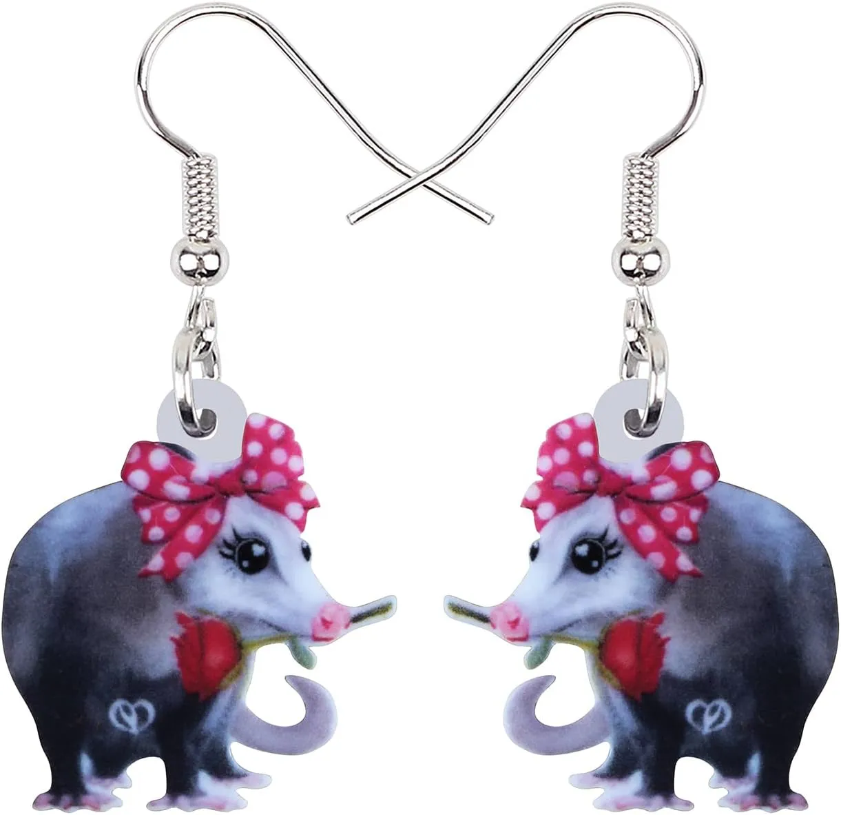 DUOWEI Acrylic Funny Possum Earrings Opossum Dangle Jewelry for Women Accessories Gifts Charms