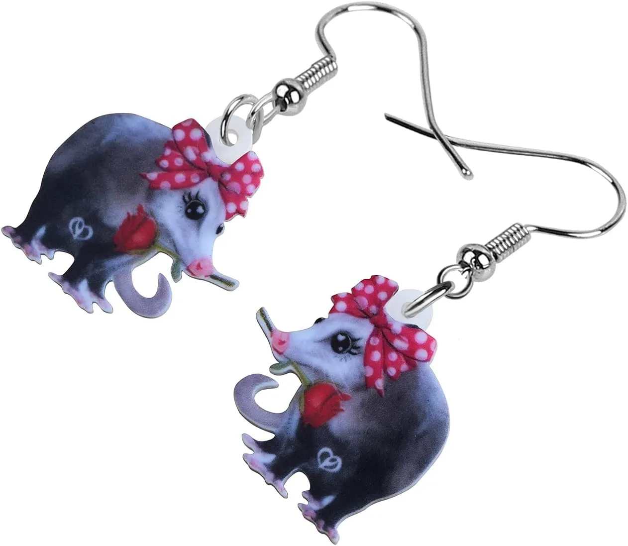 DUOWEI Acrylic Funny Possum Earrings Opossum Dangle Jewelry for Women Accessories Gifts Charms