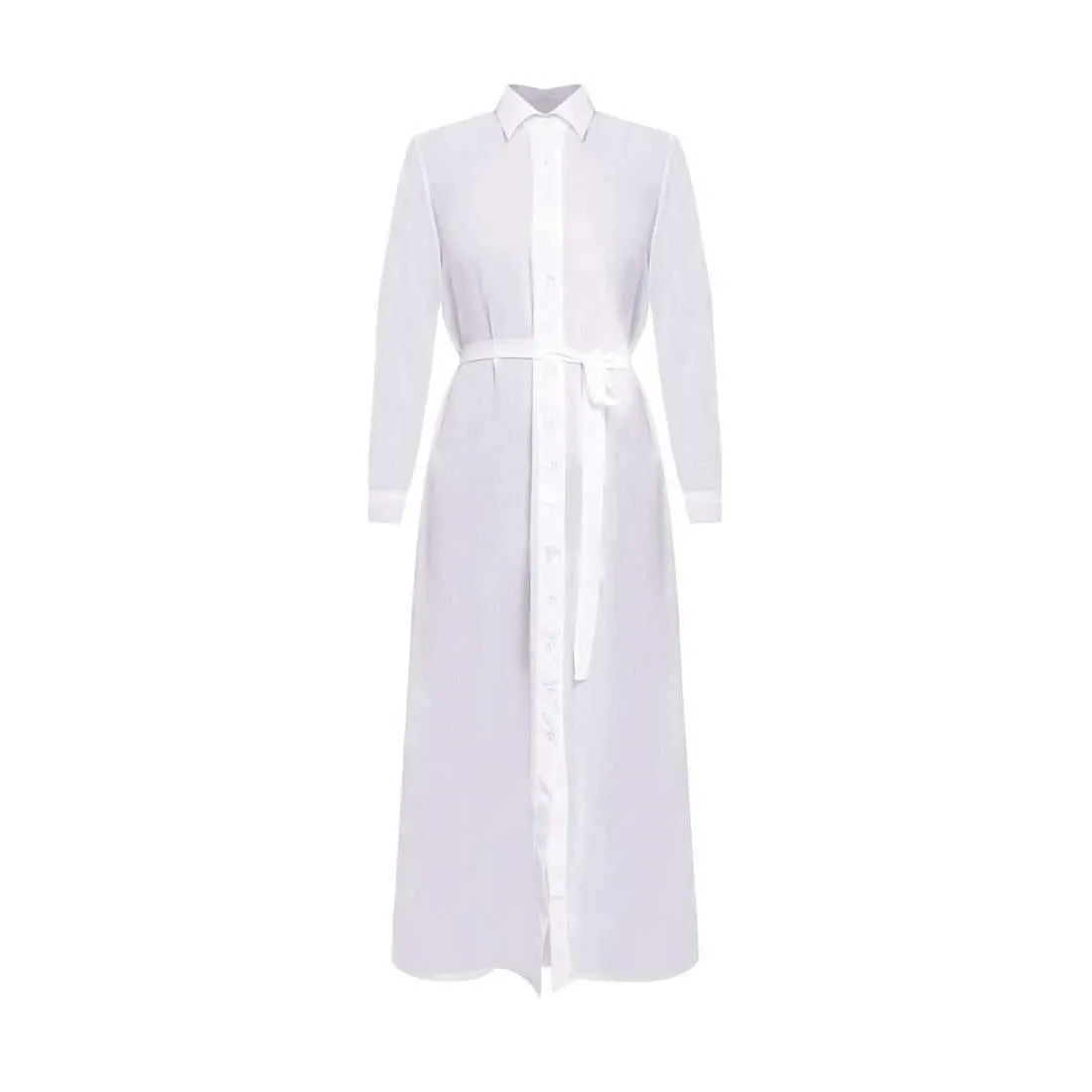 Ellora Chiffon Trench Beach Cover Up Dress in White