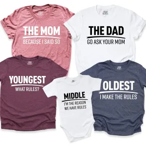 Family Matching Shirts, Funny Rules Saying T-shirts, Humorous Family Outfits, Gifts for Family (Woman V-Neck)