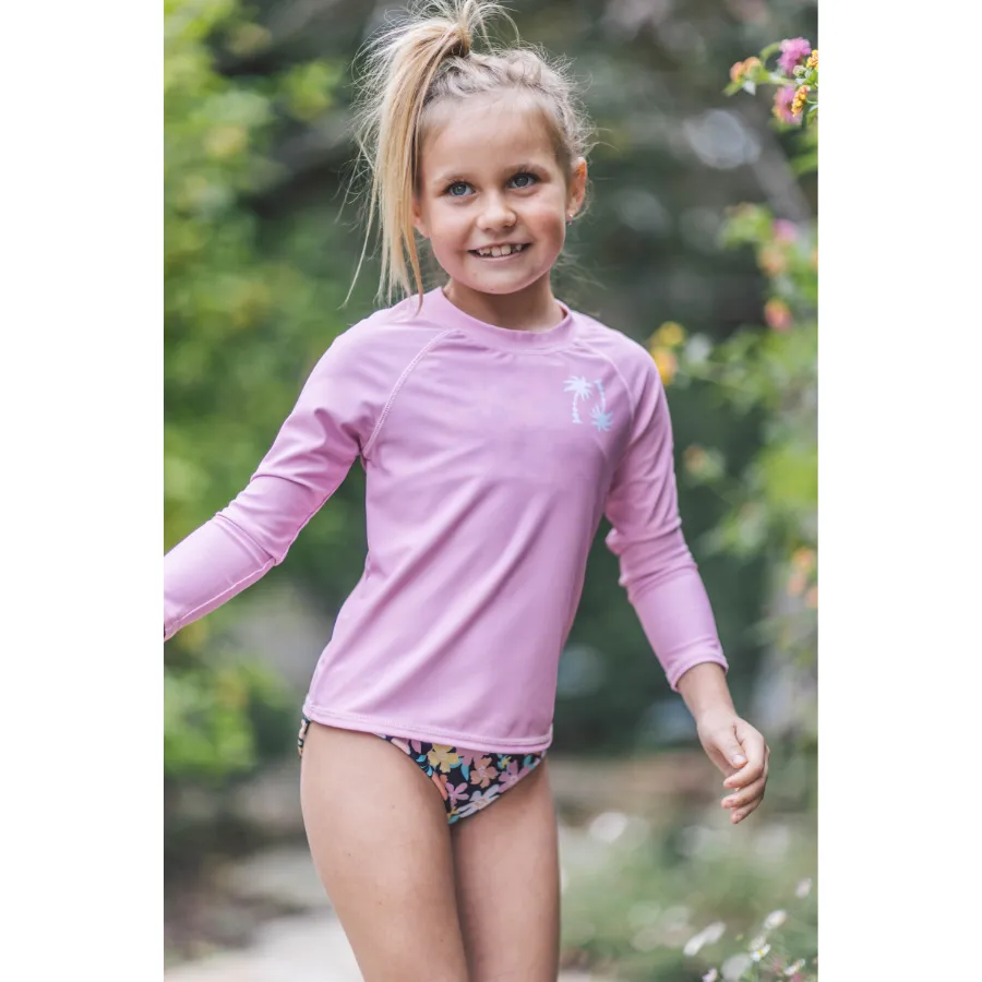 Feather 4 Arrow Wavy Palm Long Sleeve Rashguard 14G326WPL - Prism Pink