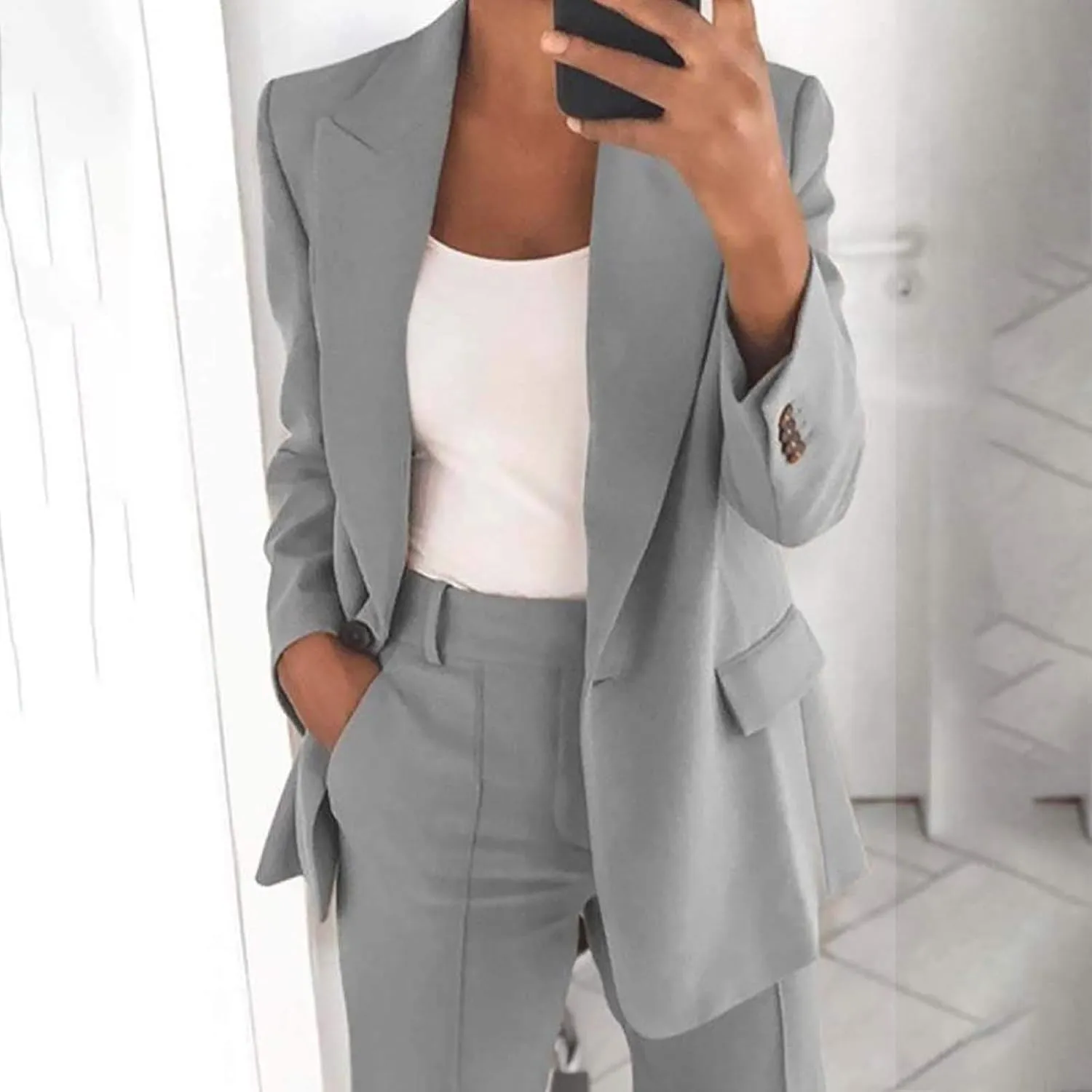 Firzero Blazers for Women Business Casual 2024 Plus Size Coats Dressy Loose Button Down Cardigan Work Suit Jacket with Pocket
