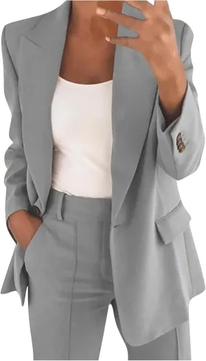 Firzero Blazers for Women Business Casual 2024 Plus Size Coats Dressy Loose Button Down Cardigan Work Suit Jacket with Pocket