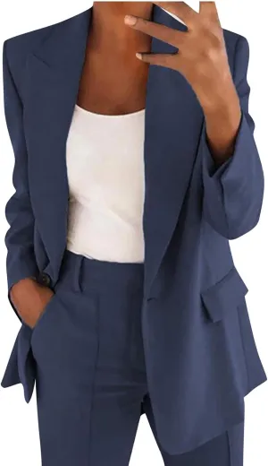 Firzero Blazers for Women Business Casual 2024 Plus Size Coats Dressy Loose Button Down Cardigan Work Suit Jacket with Pocket