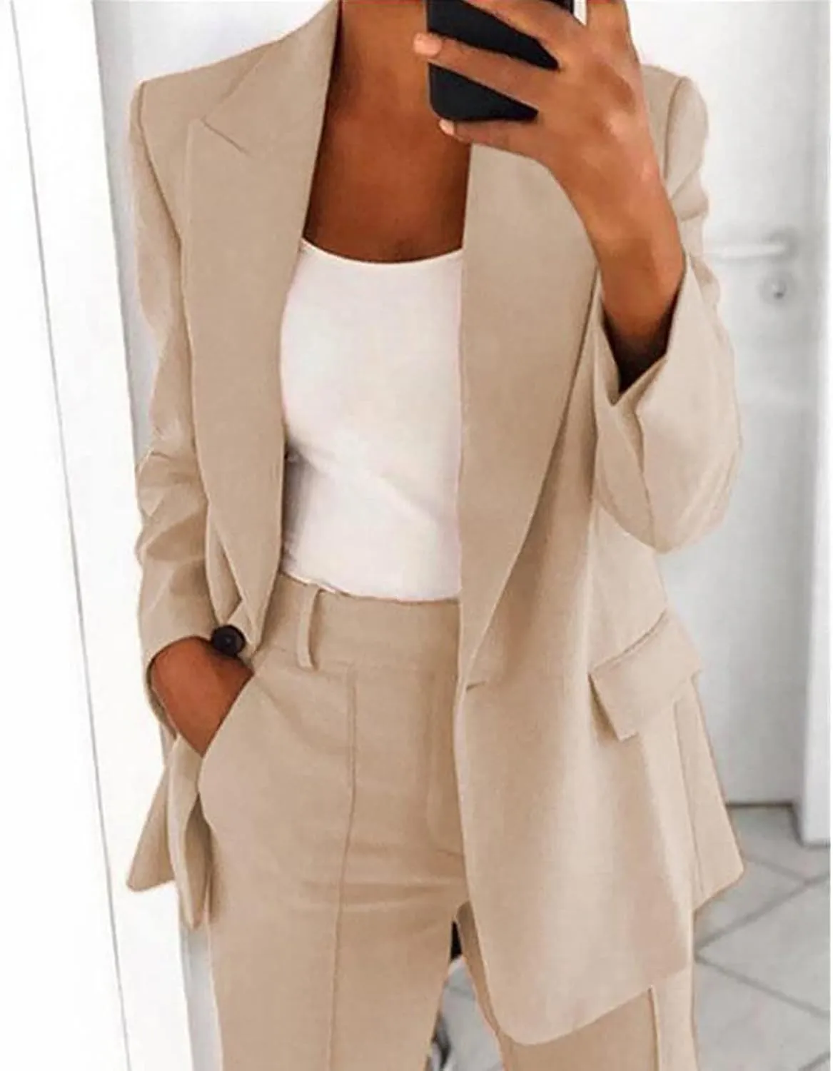 Firzero Blazers for Women Business Casual 2024 Plus Size Coats Dressy Loose Button Down Cardigan Work Suit Jacket with Pocket