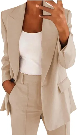 Firzero Blazers for Women Business Casual 2024 Plus Size Coats Dressy Loose Button Down Cardigan Work Suit Jacket with Pocket