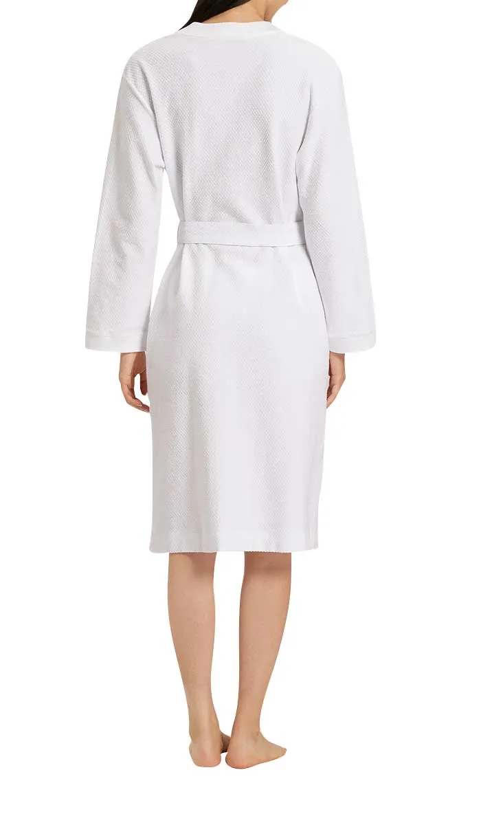 Hanro 100% Cotton Robe with Long Sleeve in White 7303