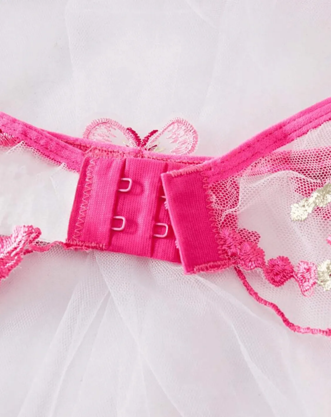 Hot Pink Lace Garter Lingerie Set