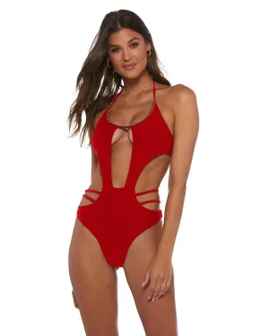 Ivy Red Gold Chain Cut Out One Piece