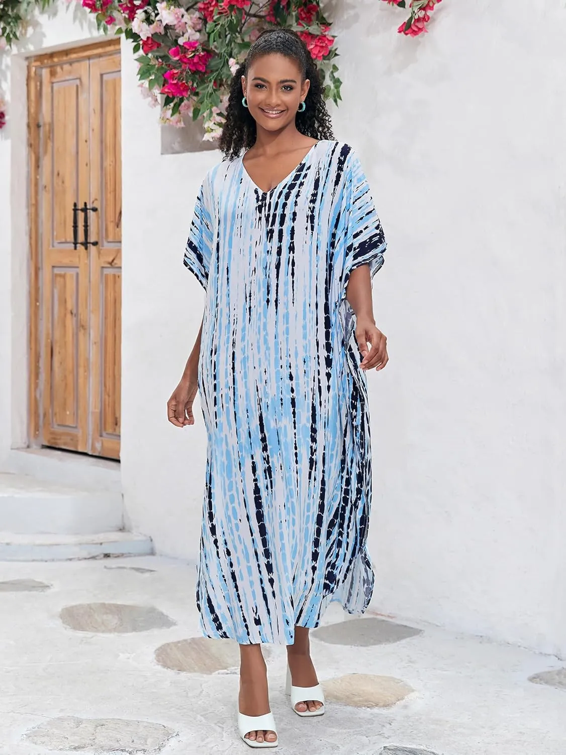 Kaftan for Women Plus Size Bathing Suit Cover up Batwing Dress Loose fit Moroccan Caftan mumu Dresses for Women