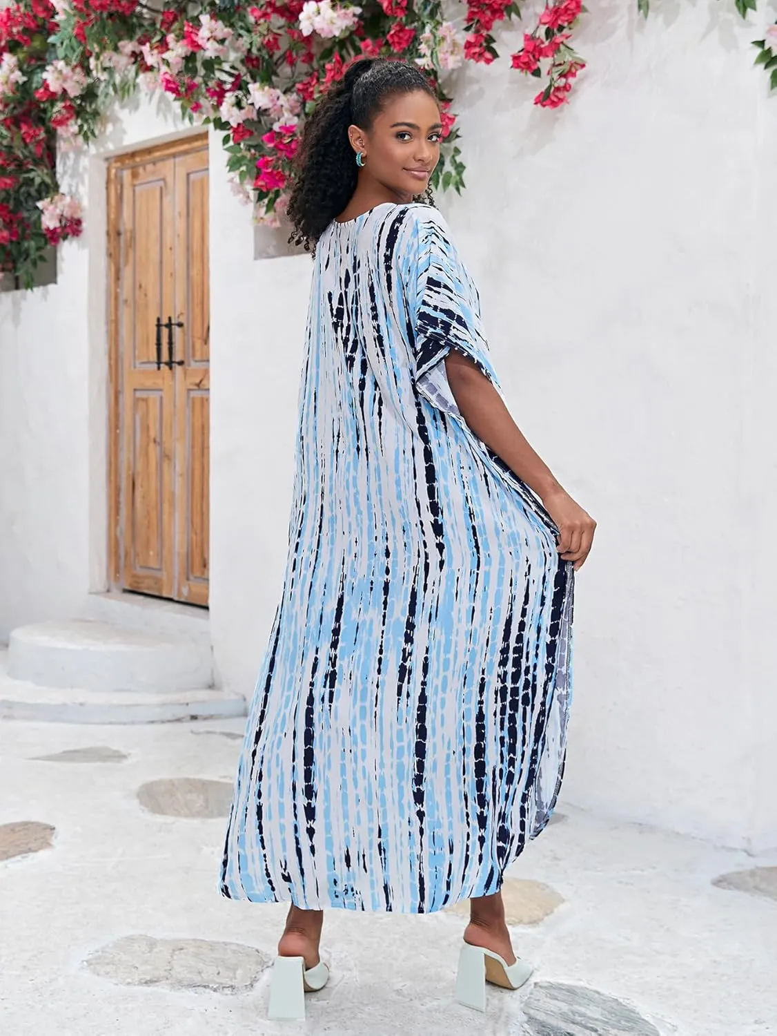 Kaftan for Women Plus Size Bathing Suit Cover up Batwing Dress Loose fit Moroccan Caftan mumu Dresses for Women