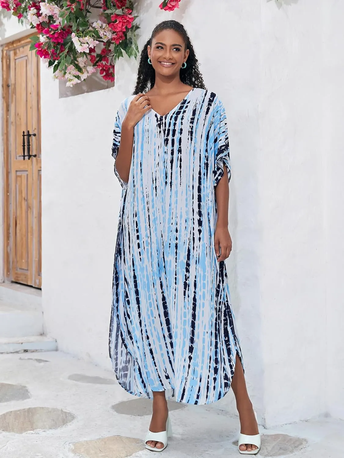 Kaftan for Women Plus Size Bathing Suit Cover up Batwing Dress Loose fit Moroccan Caftan mumu Dresses for Women