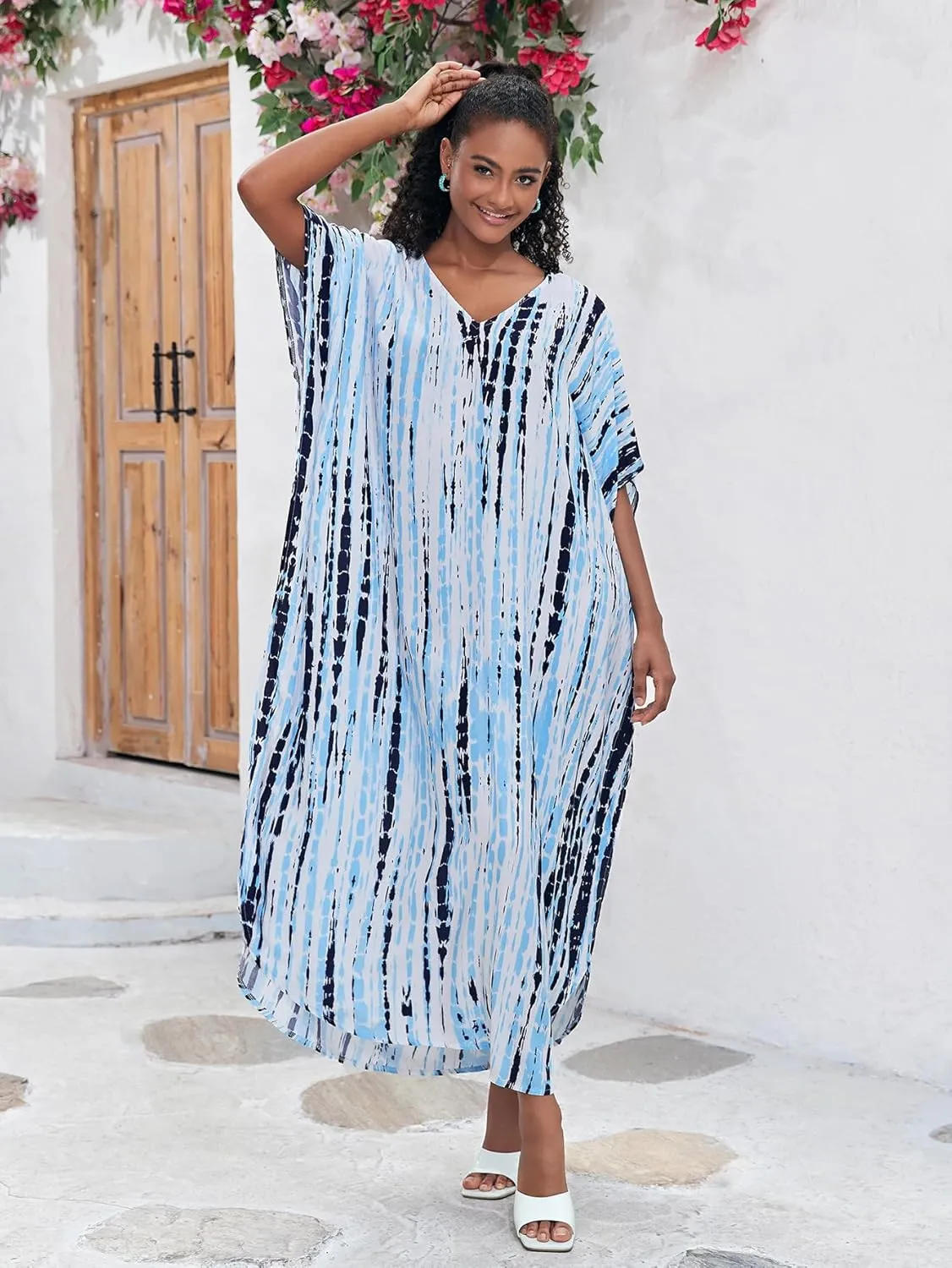 Kaftan for Women Plus Size Bathing Suit Cover up Batwing Dress Loose fit Moroccan Caftan mumu Dresses for Women