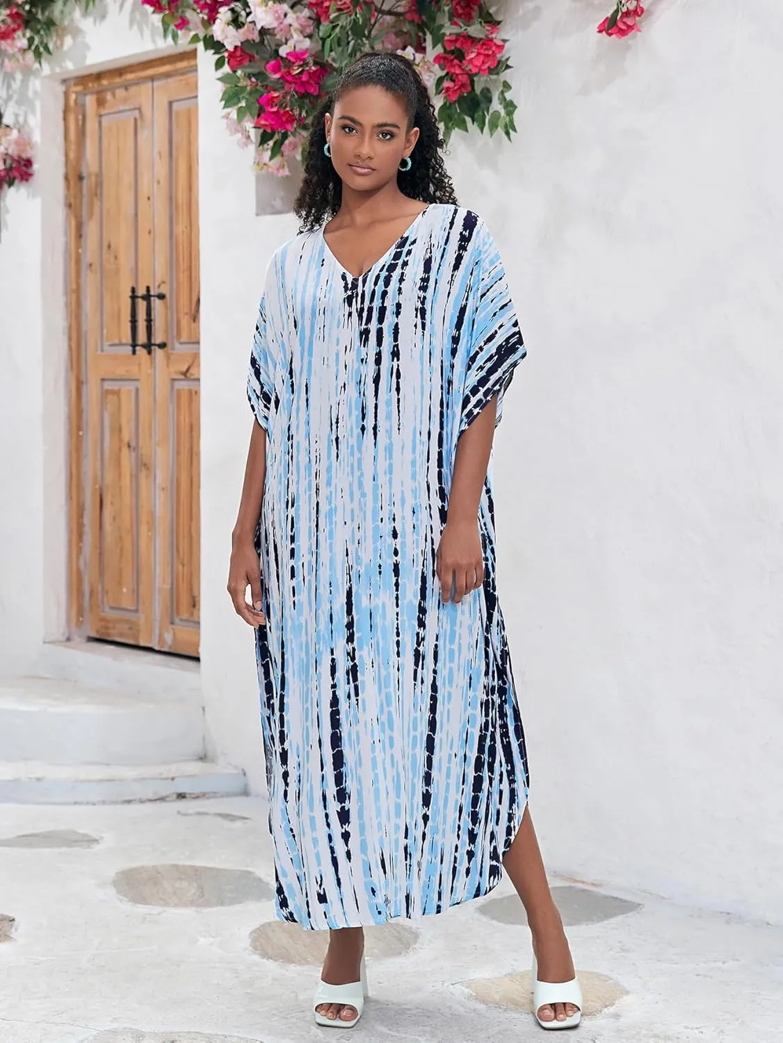 Kaftan for Women Plus Size Bathing Suit Cover up Batwing Dress Loose fit Moroccan Caftan mumu Dresses for Women