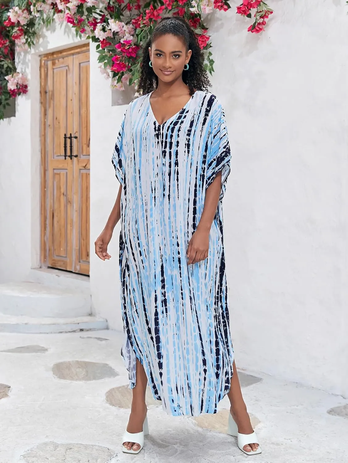 Kaftan for Women Plus Size Bathing Suit Cover up Batwing Dress Loose fit Moroccan Caftan mumu Dresses for Women
