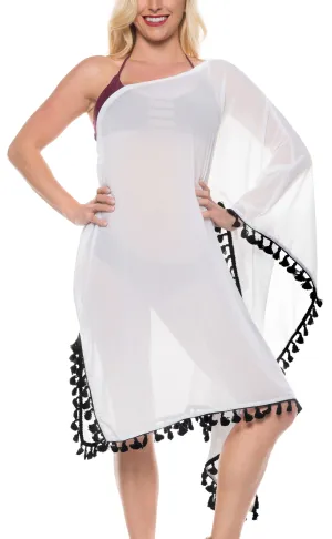 LA LEELA Chiffon Solid Loose Casual Cover Up OSFM 8-18 [M-XL] White_557 White_B542