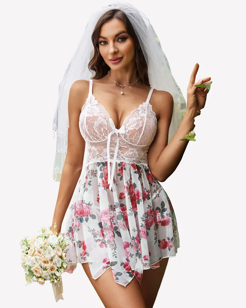 Lace Mesh Nighty Babydolls