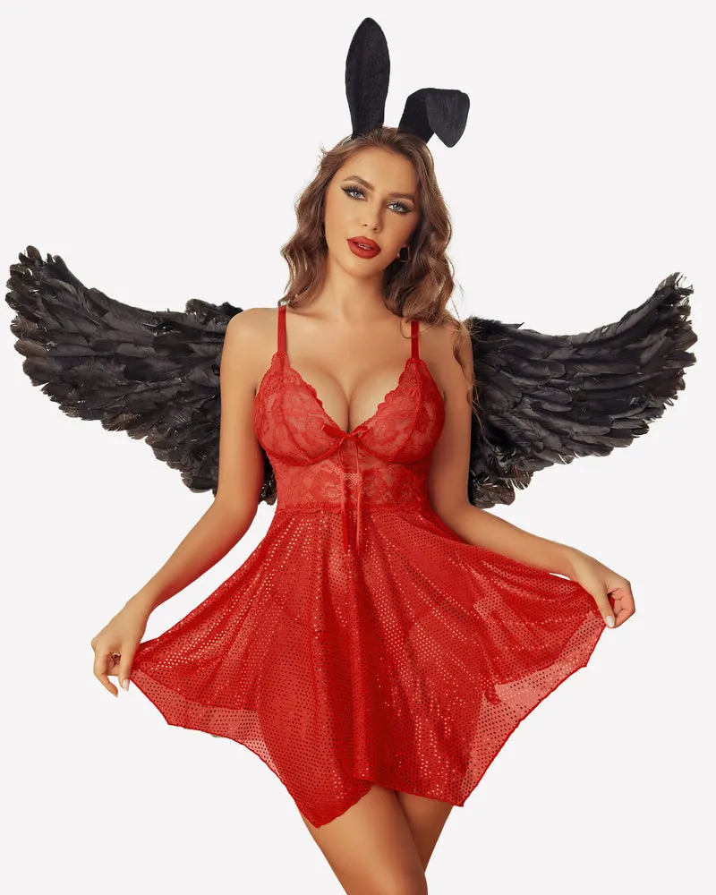 Lace Mesh Nighty Babydolls