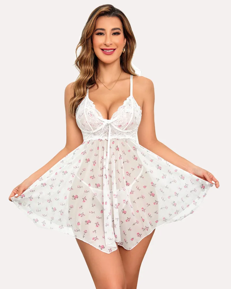Lace Mesh Nighty Babydolls