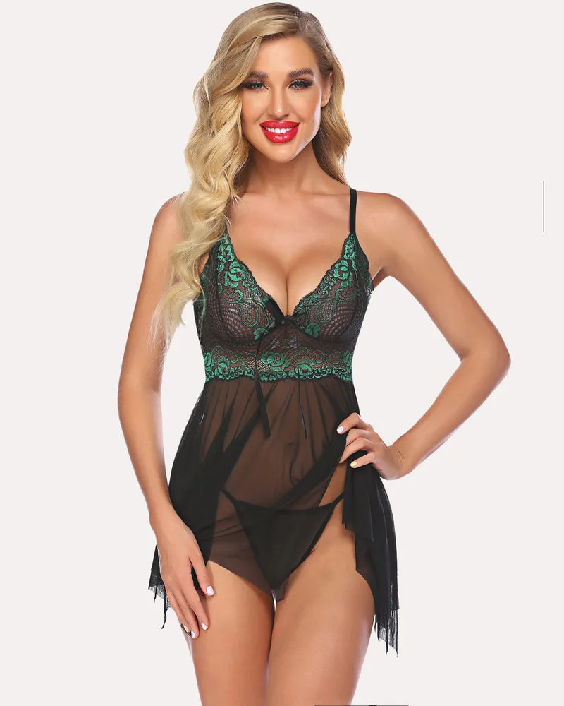 Lace Nightgown Mesh Nighty Babydoll
